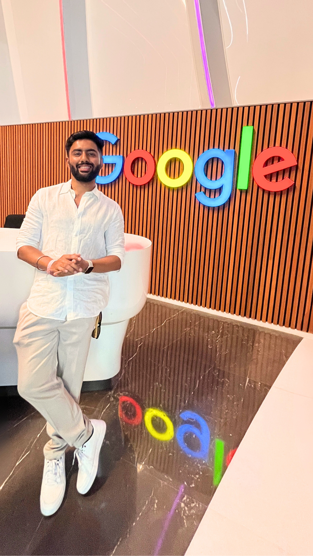 Mihir Arora standing in google office Gurgaon